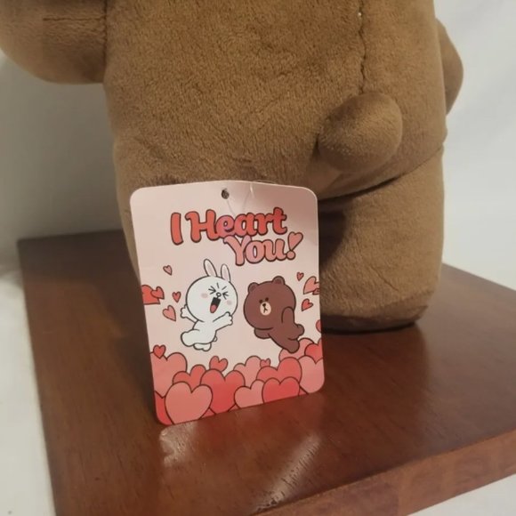 16" Line Friend Licensed Brown Bear Plushie With Red Heart Valentine New Tag - Picture 7 of 8
